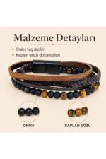 Gerçek Doğal Taş Kaplan Gözü ve onix ve Gerçek deri - Görsel 4