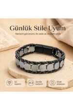 Premium Doğal Taş Tasarım Deri Bileklik Serisi – Gerçek Doğal Taş Hematit - Görsel 4