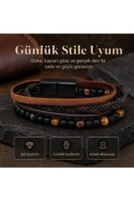 Gerçek Doğal Taş Kaplan Gözü ve onix ve Gerçek deri - Görsel 3
