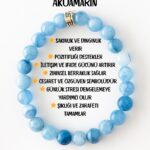 Bileklik Doğaltaş Akuamarin Charm 8 mm - Huzur Başarı ve Pozitif Etki