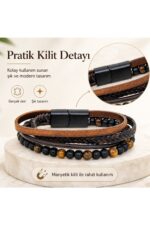 Gerçek Doğal Taş Kaplan Gözü ve onix ve Gerçek deri - Görsel 2